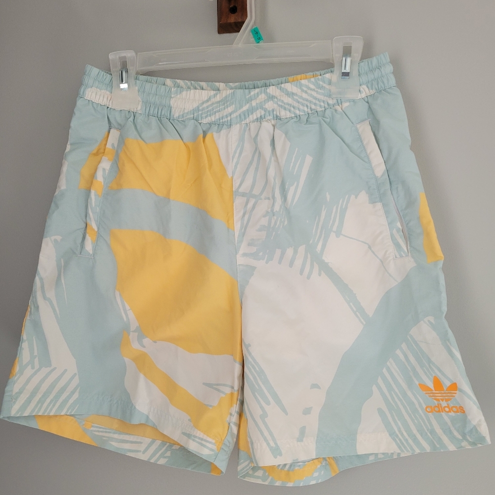 Adidas AOP Shorts Mens Size M Blue Yellow Orange All Over Print